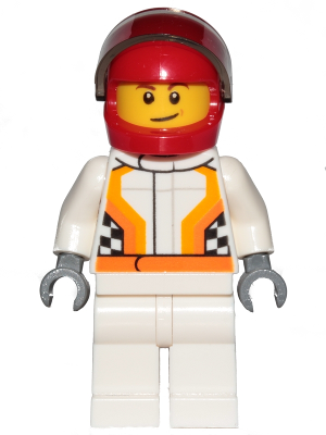 LEGO White Racing Minifig City Helmet with Flames Pattern Minifigure Body Parts