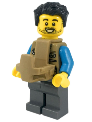 Figurka LEGO Otec s nosítkem dítěte zepředu