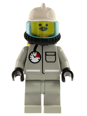 LEGO Dark Bluish Gray Fireman Minifigure Breathing Helmet Hose 