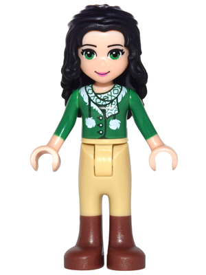 Figurka LEGO Emma, zelený svetr zepředu