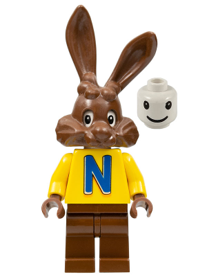 Minifig Head with Nesquik Bunny Eyes and Smile Pattern LEGO White 