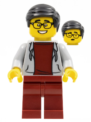 Minifigure hol274 : Man, Black Hair, Glasses, Light Bluish Gray Hoodie ...