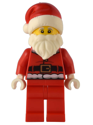Santa - Red Fur Lined Jacket with Button and Plain Back, Red Legs, White Bushy Moustache and Beard