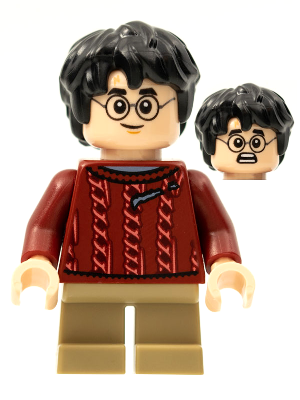 Lego New Black Minifig Torso Hogwarts Robe Clasped over Sweater Dark Red 