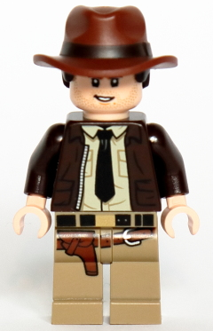 Indiana Jones - Dark Brown Jacket, Black Tie, Reddish Brown Dual Molded Hat with Hair, Light Nougat Hands