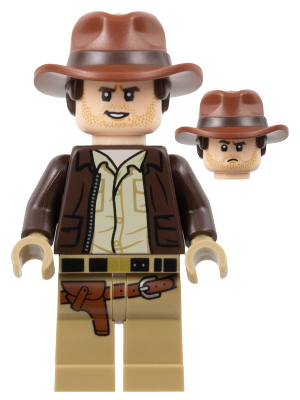 Indiana Jones - Dark Brown Jacket, Reddish Brown Dual Molded Hat with Hair, Dark Tan Hands