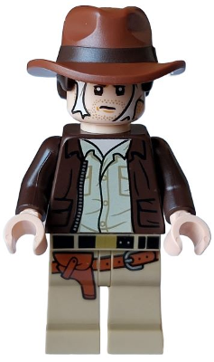 Indiana Jones - Dark Brown Jacket, Reddish Brown Dual Molded Hat with Hair, Spider Web on Face &#40;77015&#41;