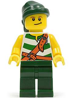 green bandana LEGO Pirates 6243 minifigure green legs green/white stripes 