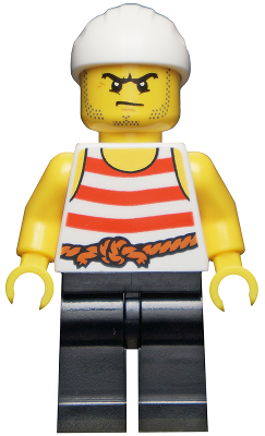 Lego New White Minifig Torso Pirate Stripes Red Rope Belt Pattern Yellow Arms