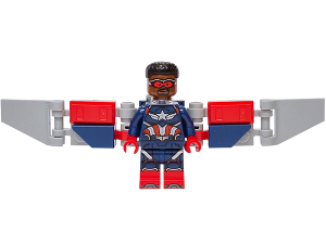 Captain America (Sam Wilson) - Dark Blue Suit, Dark Blue Printed Legs with Red Boots, Backpack and Wings
