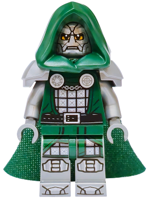Dr. Doom - Dark Green Hood and Cape, Flat Silver Plain Arms and Printed Legs