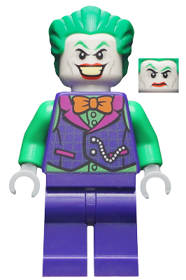 Dual Sided Head Super Heroes Minifigure Lego The Joker 76035 Blue Vest 