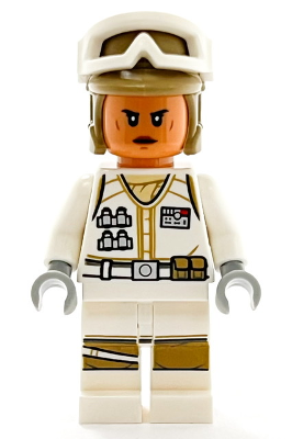 Figurka LEGO Hoth Rebel Trooper, světlá uniforma, žena zepředu