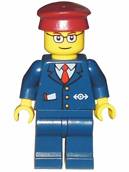 *NEW* Lego DUPLO Male TRAIN Engineer BLUE Overalls GREEN Top BLUE CAP Moustache 