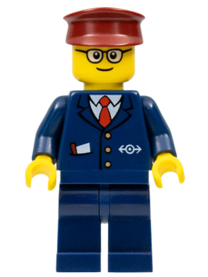 LEGO Bus Train Conductor w/ Signal Paddle Ticket Taker Minifigure Classic City 