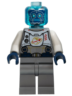 fysisk Psykiatri gård Minifigure twn401 : Cyber Drone Robot - Flat Silver Spacesuit with Harness  and White Panel with Classic Space Logo, Trans-Light Blue Head [(unsorted)]  [BrickLink]