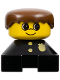 Minifig No: 2327pb27  Name: Duplo 2 x 2 x 2 Figure Brick, Black Base with Police Pattern, Yellow Head, Brown Male Hair