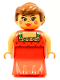 Minifig No: 31181pb02  Name: Duplo Figure, Female Lady, Red Dress, Blush, Ponytail