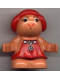 Minifig No: 31231pb01  Name: Duplo Figure Little Forest Friends, Female, Red Dress with Two White Flowers Down (Lolly Strawberry)
