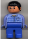 Minifig No: 4555pb028  Name: Duplo Figure, Male, Blue Legs, Blue Top Plaid with Pocket, Black Hair