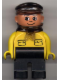 Minifig No: 4555pb052  Name: Duplo Figure, Male, Black Legs, Yellow Top with Pockets (Intelli-Train Yellow Conductor)