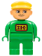 Minifig No: 4555pb079  Name: Duplo Figure, Male, Green Legs, Green Top, Yellow Cap (Zoo Keeper)