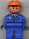 Minifig No: 4555pb081  Name: Duplo Figure, Male, Blue Legs, Blue Top with Cell Phone in Pocket, Construction Hat Orange
