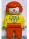 Minifig No: 4555pb085  Name: Duplo Figure, Female Clown, Red Legs, Red Hair