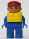 Minifig No: 4555pb126  Name: Duplo Figure, Male, Blue Legs, Blue Top, Life Jacket, Red Cap, no White in Eyes pattern