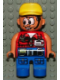 Minifig No: 4555pb139  Name: Duplo Figure, Male Action Wheeler, Blue Legs with Belt & Pockets, Red Vest with Wrench & ID, Yellow Cap