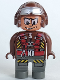 Minifig No: 4555pb153  Name: Duplo Figure, Male Action Wheeler, Dark Gray Legs, Brown Top with Parachute Straps, Brown Helmet with Goggles