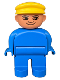 Minifig No: 4555pb164  Name: Duplo Figure, Male, Blue Legs, Blue Top, Yellow Cap