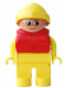 Minifig No: 4555pb171  Name: Duplo Figure, Male, Yellow Legs, Yellow Top, Life Jacket Red, Yellow Rain Hat