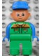 Minifig No: 4555pb193  Name: Duplo Figure, Male, Green Legs, Green Work Suit, Blue Arms, Blue Hat