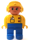Minifig No: 4555pb269  Name: Duplo Figure, Female, Blue Legs, Yellow Top with Radio in Pocket, Yellow Aviator Helmet, Eyelashes, Turned Up Nose
