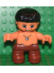 Minifig No: 47205pb019  Name: Duplo Figure Lego Ville, Child Boy, Reddish Brown Legs, Black Hair, Stone Necklace (Caveman)