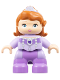 Minifig No: 47205pb033  Name: Duplo Figure Lego Ville, Child Girl, Medium Lavender Legs, Lavender Top, Dark Orange Hair with Diadem, Princess Sofia