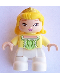 Minifig No: 47205pb034  Name: Duplo Figure Lego Ville, Child Girl, White Legs, Bright Light Yellow Top, Yellow Hair with Diadem, Princess Amber