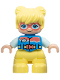 Minifig No: 47205pb105  Name: Duplo Figure Lego Ville, Child Girl, Bright Light Yellow Legs and Hair, Dark Azure Vest, Dark Pink Goggles, Light Aqua Arms (6449853)