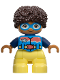 Minifig No: 47205pb106  Name: Duplo Figure Lego Ville, Child Boy, Bright Light Yellow Legs, Dark Azure Vest and Goggles, Dark Blue Arms, Dark Brown Hair (6449847)