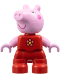 Minifig No: 47205pb118  Name: Duplo Figure Lego Ville, Peppa Pig - Red Outfit with Coral and Yellow Flower (6486135)