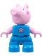 Minifig No: 47205pb119  Name: Duplo Figure Lego Ville, George Pig - Dark Azure Outfit with Lavender and Yellow Flower (6486140)