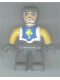 Minifig No: 47394pb005  Name: Duplo Figure Lego Ville, Male Castle, Dark Bluish Gray Legs, White Chest, Yellow Arms, Dark Bluish Gray Hands