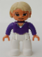 Minifig No: 47394pb037  Name: Duplo Figure Lego Ville, Female, White Legs, Dark Purple Top, Tan Hair, Brown Eyes