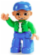 Minifig No: 47394pb087  Name: Duplo Figure Lego Ville, Male, Blue Legs, Bright Green Top with White Undershirt, Blue Cap
