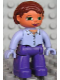 Minifig No: 47394pb091  Name: Duplo Figure Lego Ville, Female, Dark Purple Legs, Light Lilac Button Top with Necklace, Light Lilac Hands, Reddish Brown Hair, Green Eyes