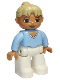 Minifig No: 47394pb118  Name: Duplo Figure Lego Ville, Female, White Legs, Bright Light Blue Top, Tan Ponytail Hair, Brown Eyes