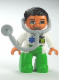 Minifig No: 47394pb143  Name: Duplo Figure Lego Ville, Male Medic, Bright Green Legs, White Top with ID Badge and EMT Star of Life Pattern, Attached Stethoscope