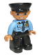 Minifig No: 47394pb169  Name: Duplo Figure Lego Ville, Male Police, Black Legs, Medium Blue Top with Badge, Black Hat