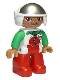 Minifig No: 47394pb183a  Name: Duplo Figure Lego Ville, Male, Red Legs, Race Top with Zipper and Octan Logo, White Helmet, Oval Eyes